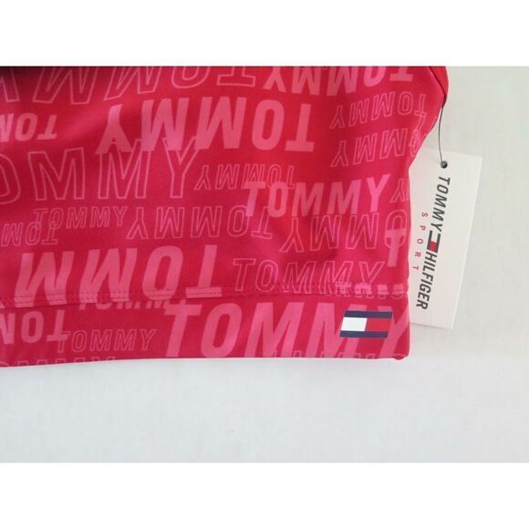 Tommy Hilfiger TPO0676T Womens Sz M Red Multi Tommy Logo Print Padded Sports Bra - Picture 5 of 5